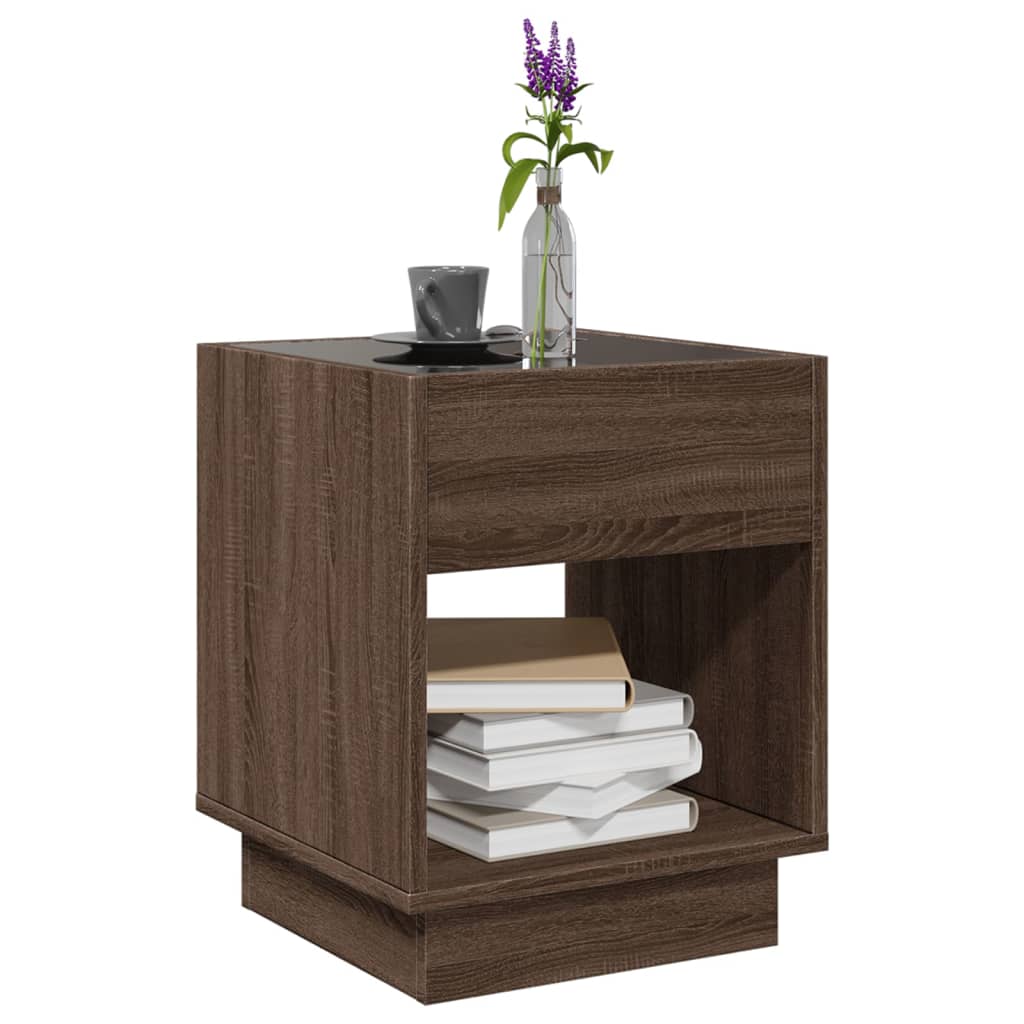 Salontafel met Infinity LED 40x40x50 cm bruin eikenkleurig is nu te koop bij PeponiXL, paradijselijk wonen!
