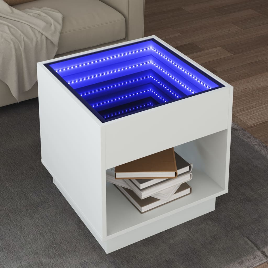 Salontafel met Infinity LED 50x50x50 cm wit is nu te koop bij PeponiXL, paradijselijk wonen!