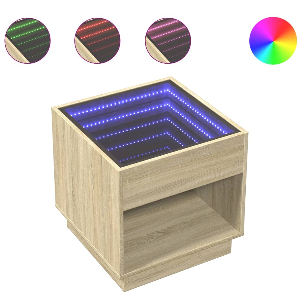 Salontafel met Infinity LED 50x50x50 cm sonoma eikenkleurig is nu te koop bij PeponiXL, paradijselijk wonen!