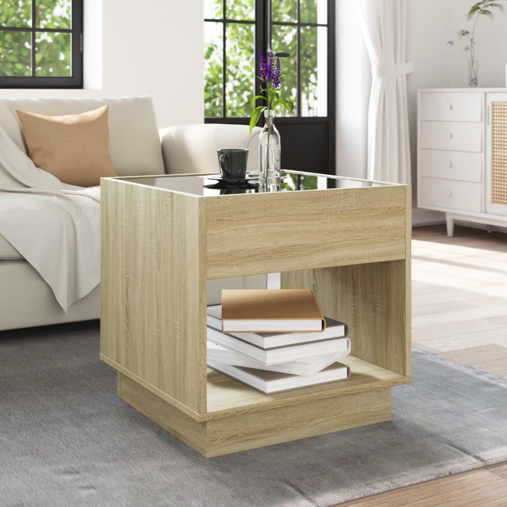 Salontafel met Infinity LED 50x50x50 cm sonoma eikenkleurig is nu te koop bij PeponiXL, paradijselijk wonen!