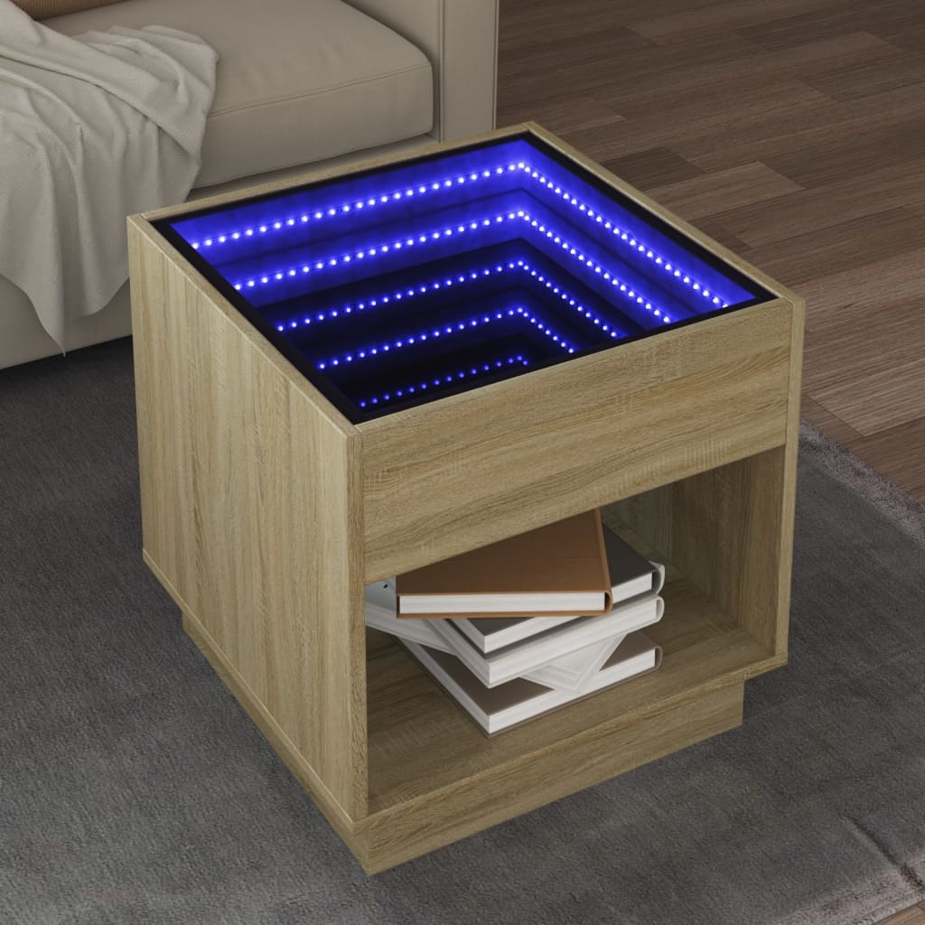 Salontafel met Infinity LED 50x50x50 cm sonoma eikenkleurig is nu te koop bij PeponiXL, paradijselijk wonen!