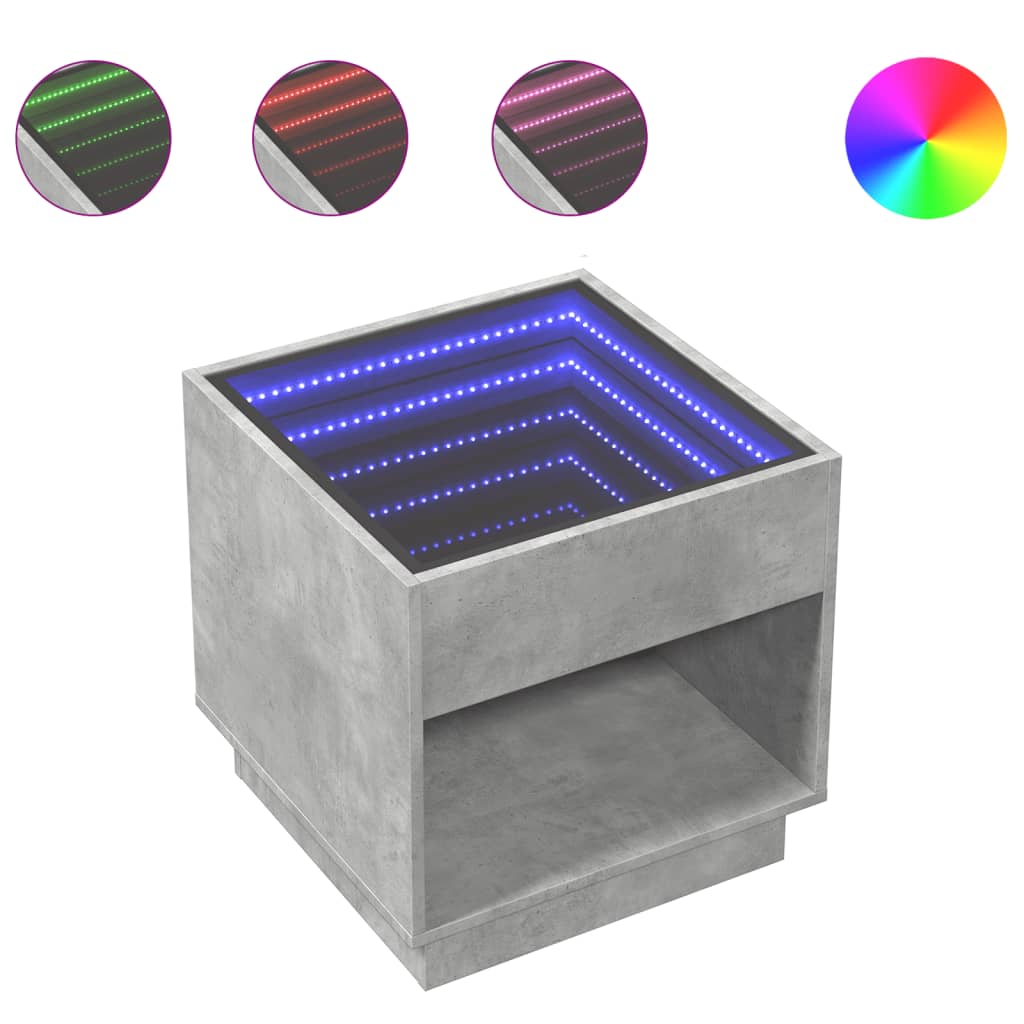 Salontafel met Infinity LED 50x50x50 cm betongrijs is nu te koop bij PeponiXL, paradijselijk wonen!