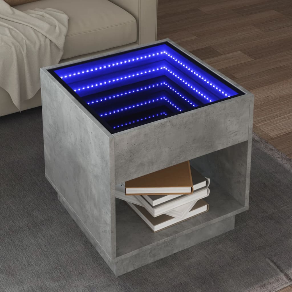 Salontafel met Infinity LED 50x50x50 cm betongrijs is nu te koop bij PeponiXL, paradijselijk wonen!