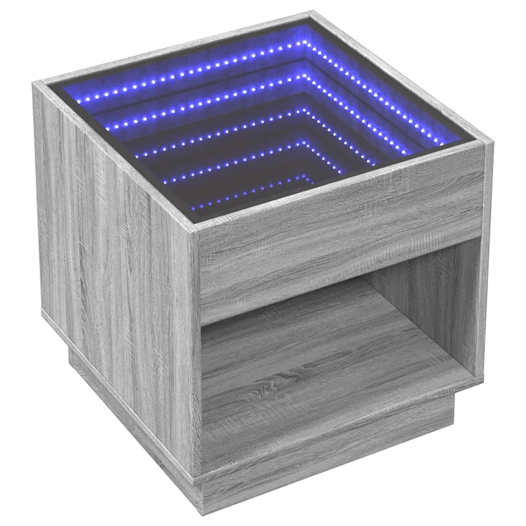 Salontafel met Infinity LED 50x50x50 cm grijs sonoma eikenkleur is nu te koop bij PeponiXL, paradijselijk wonen!