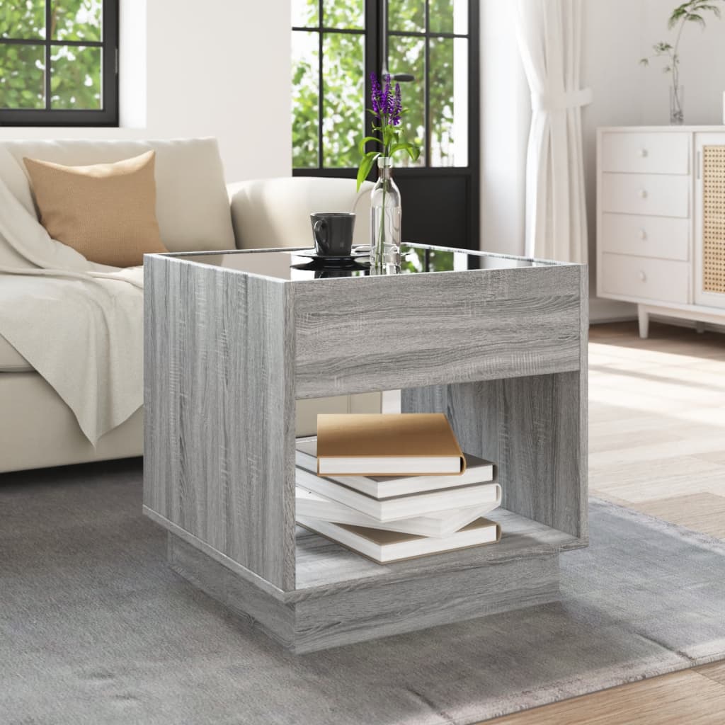 Salontafel met Infinity LED 50x50x50 cm grijs sonoma eikenkleur is nu te koop bij PeponiXL, paradijselijk wonen!