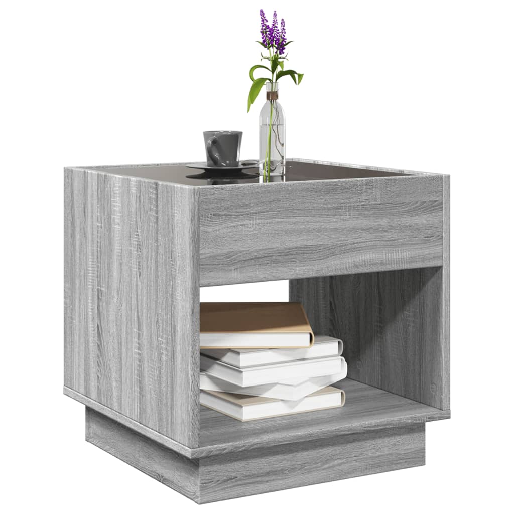 Salontafel met Infinity LED 50x50x50 cm grijs sonoma eikenkleur is nu te koop bij PeponiXL, paradijselijk wonen!