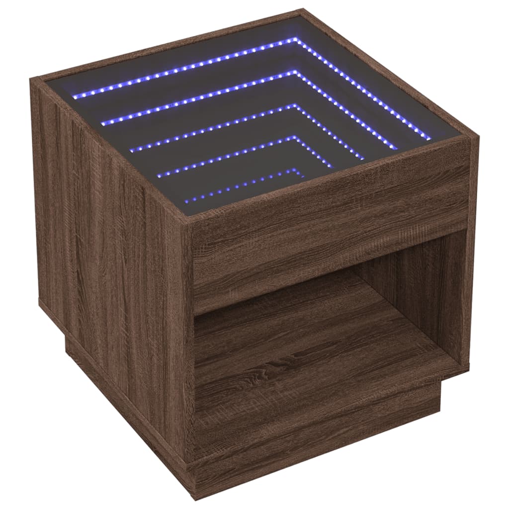 Salontafel met Infinity LED 50x50x50 cm bruin eikenkleurig is nu te koop bij PeponiXL, paradijselijk wonen!