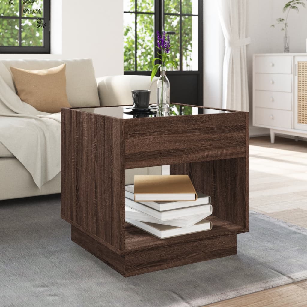 Salontafel met Infinity LED 50x50x50 cm bruin eikenkleurig is nu te koop bij PeponiXL, paradijselijk wonen!