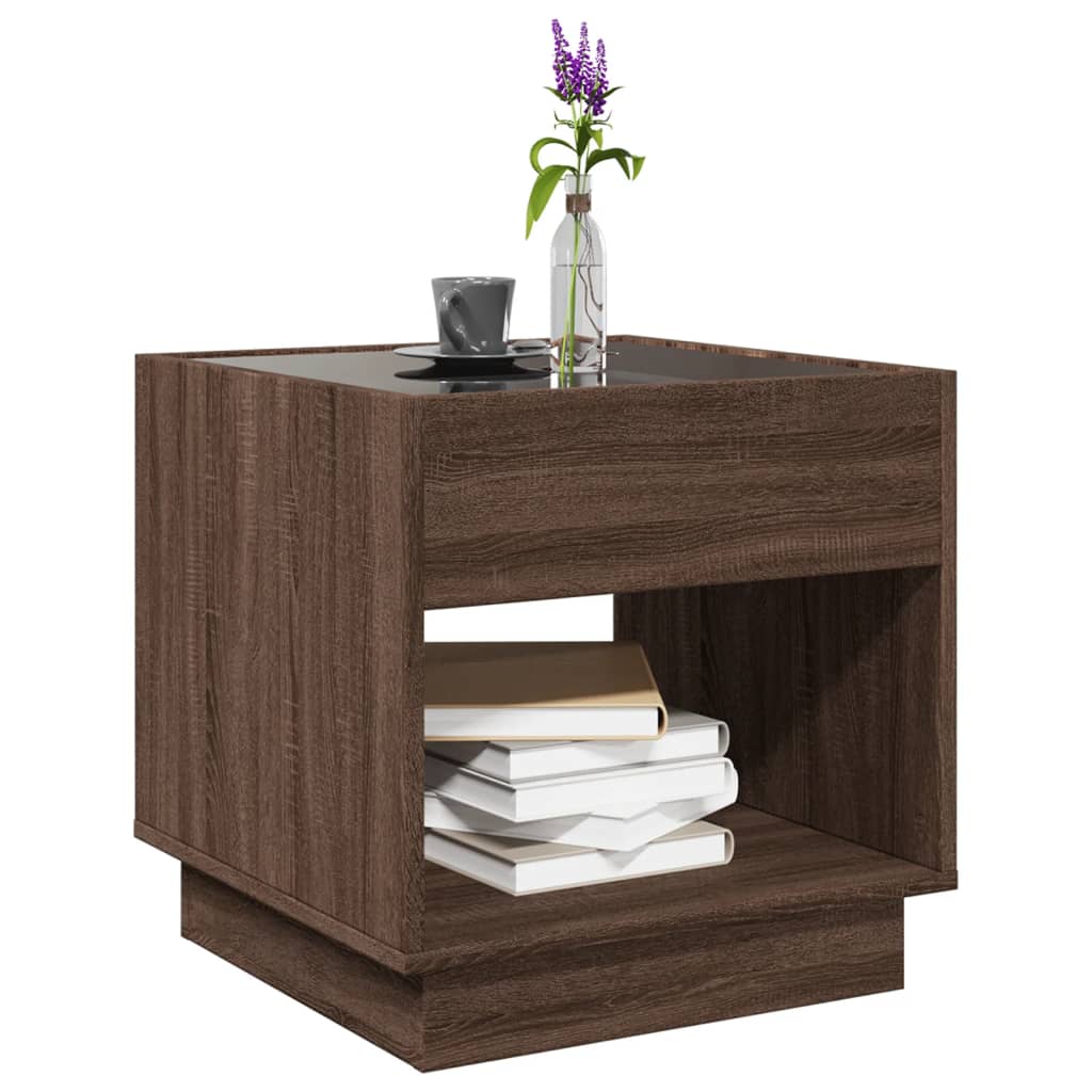 Salontafel met Infinity LED 50x50x50 cm bruin eikenkleurig is nu te koop bij PeponiXL, paradijselijk wonen!