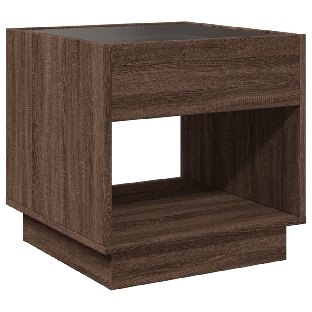 Salontafel met Infinity LED 50x50x50 cm bruin eikenkleurig is nu te koop bij PeponiXL, paradijselijk wonen!