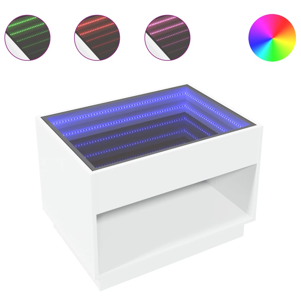 Salontafel met Infinity LED 70x50x50 cm wit is nu te koop bij PeponiXL, paradijselijk wonen!