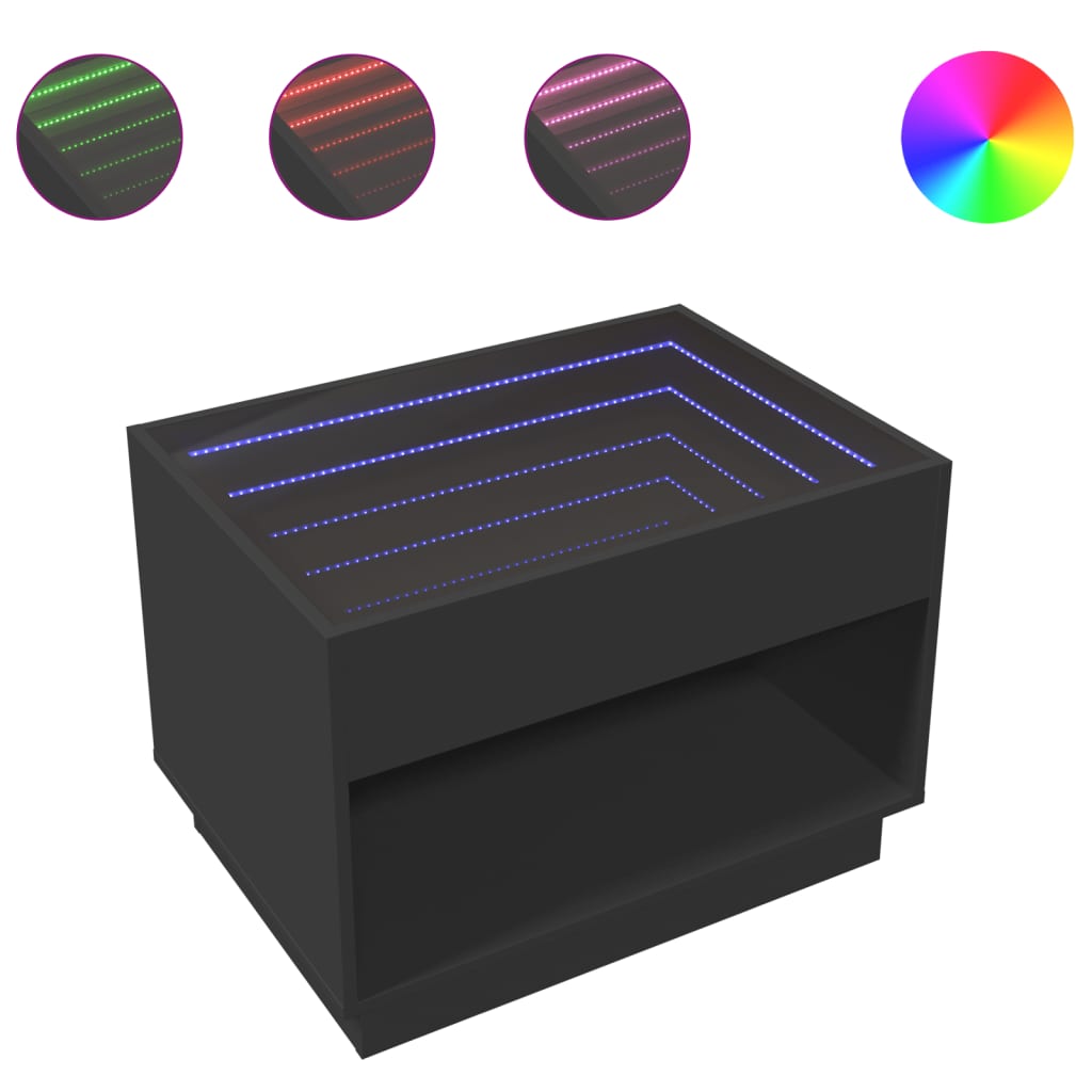 Salontafel met Infinity LED 70x50x50 cm zwart is nu te koop bij PeponiXL, paradijselijk wonen!