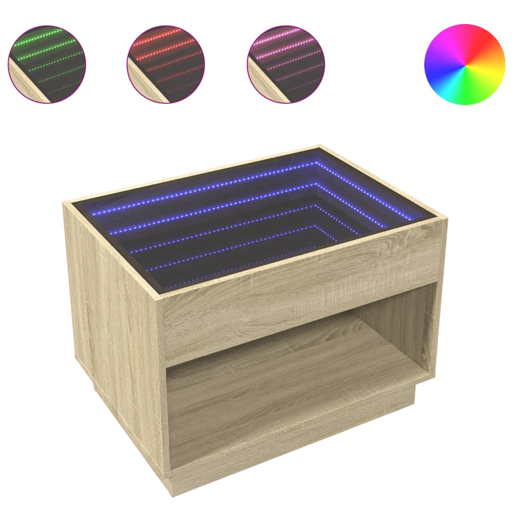 Salontafel met Infinity LED 70x50x50 cm sonoma eikenkleurig is nu te koop bij PeponiXL, paradijselijk wonen!