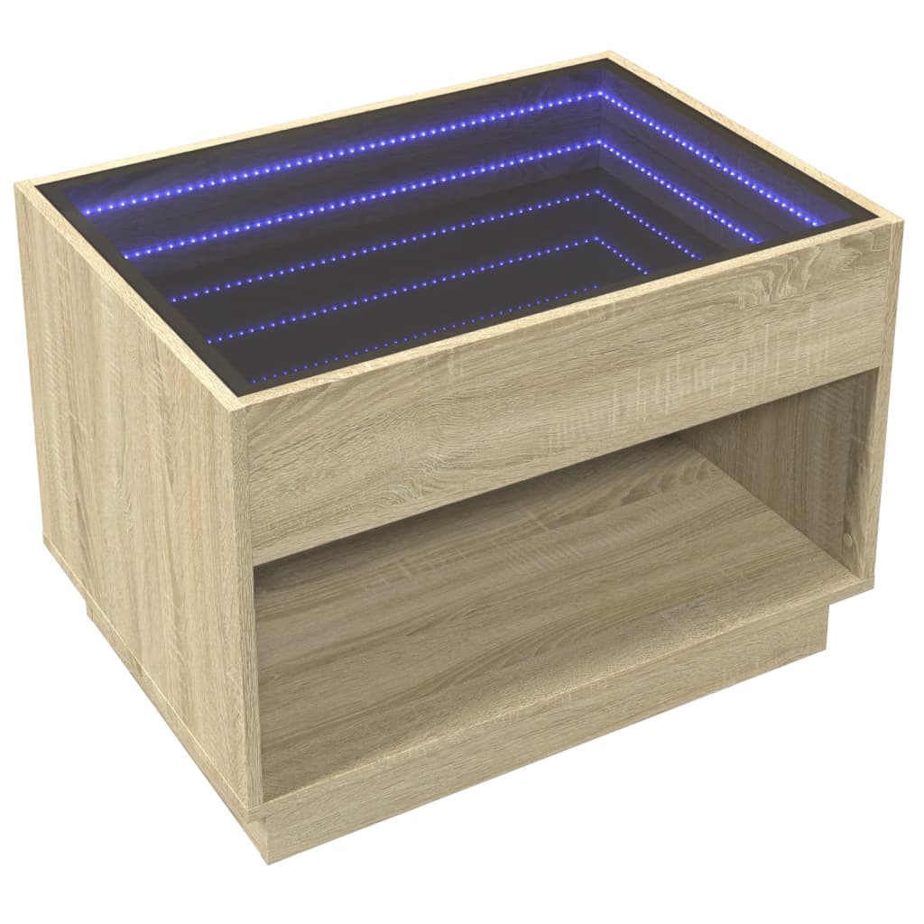 Salontafel met Infinity LED 70x50x50 cm sonoma eikenkleurig is nu te koop bij PeponiXL, paradijselijk wonen!