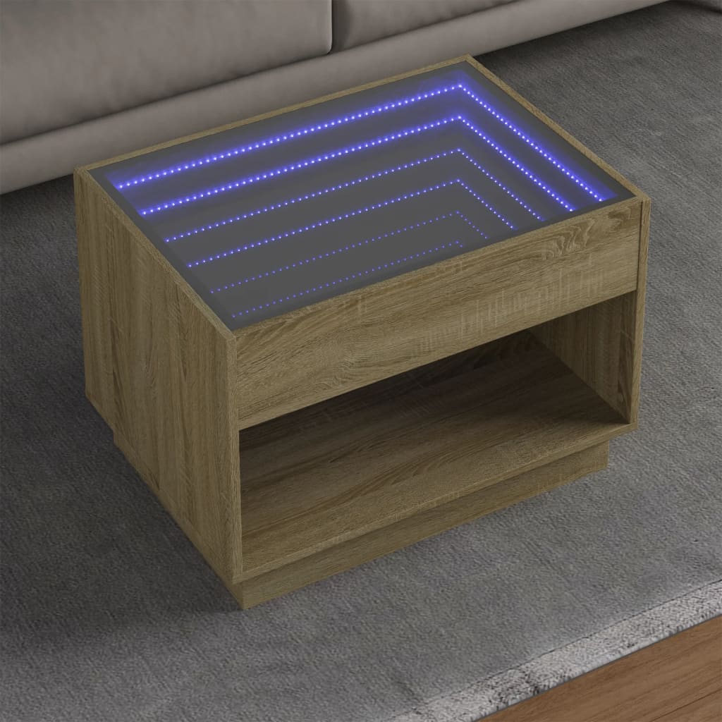 Salontafel met Infinity LED 70x50x50 cm sonoma eikenkleurig is nu te koop bij PeponiXL, paradijselijk wonen!