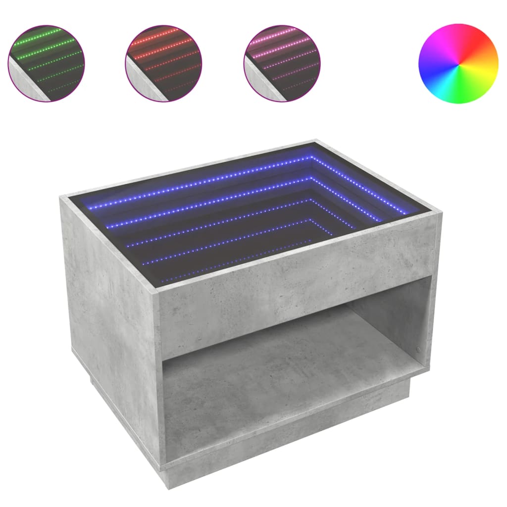 Salontafel met Infinity LED 70x50x50 cm betongrijs is nu te koop bij PeponiXL, paradijselijk wonen!