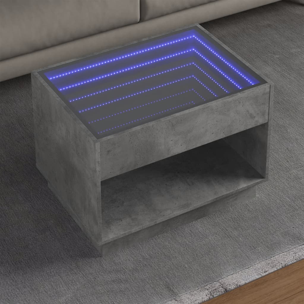 Salontafel met Infinity LED 70x50x50 cm betongrijs is nu te koop bij PeponiXL, paradijselijk wonen!