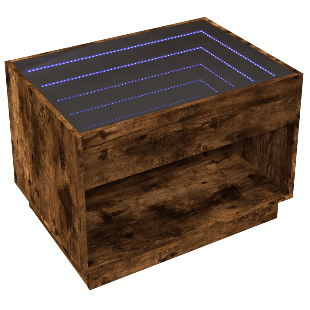 Salontafel met Infinity LED 70x50x50 cm gerookt eikenkleurig is nu te koop bij PeponiXL, paradijselijk wonen!