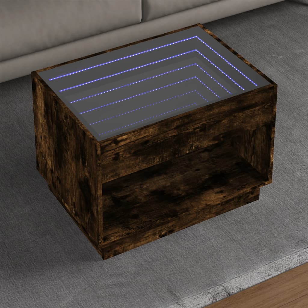 Salontafel met Infinity LED 70x50x50 cm gerookt eikenkleurig is nu te koop bij PeponiXL, paradijselijk wonen!