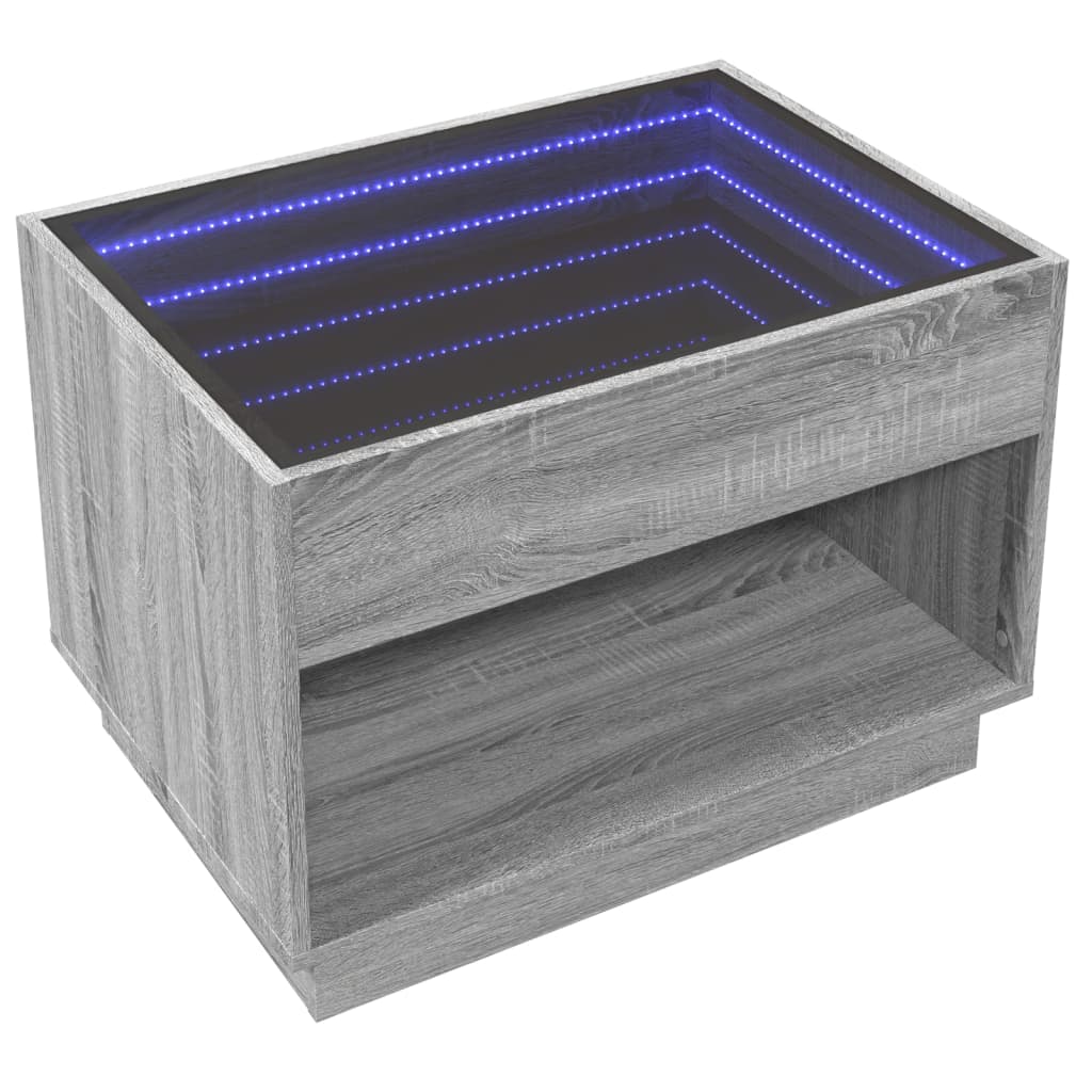 Salontafel met Infinity LED 70x50x50 cm grijs sonoma eikenkleur is nu te koop bij PeponiXL, paradijselijk wonen!