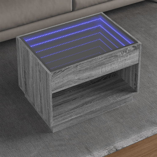 Salontafel met Infinity LED 70x50x50 cm grijs sonoma eikenkleur is nu te koop bij PeponiXL, paradijselijk wonen!