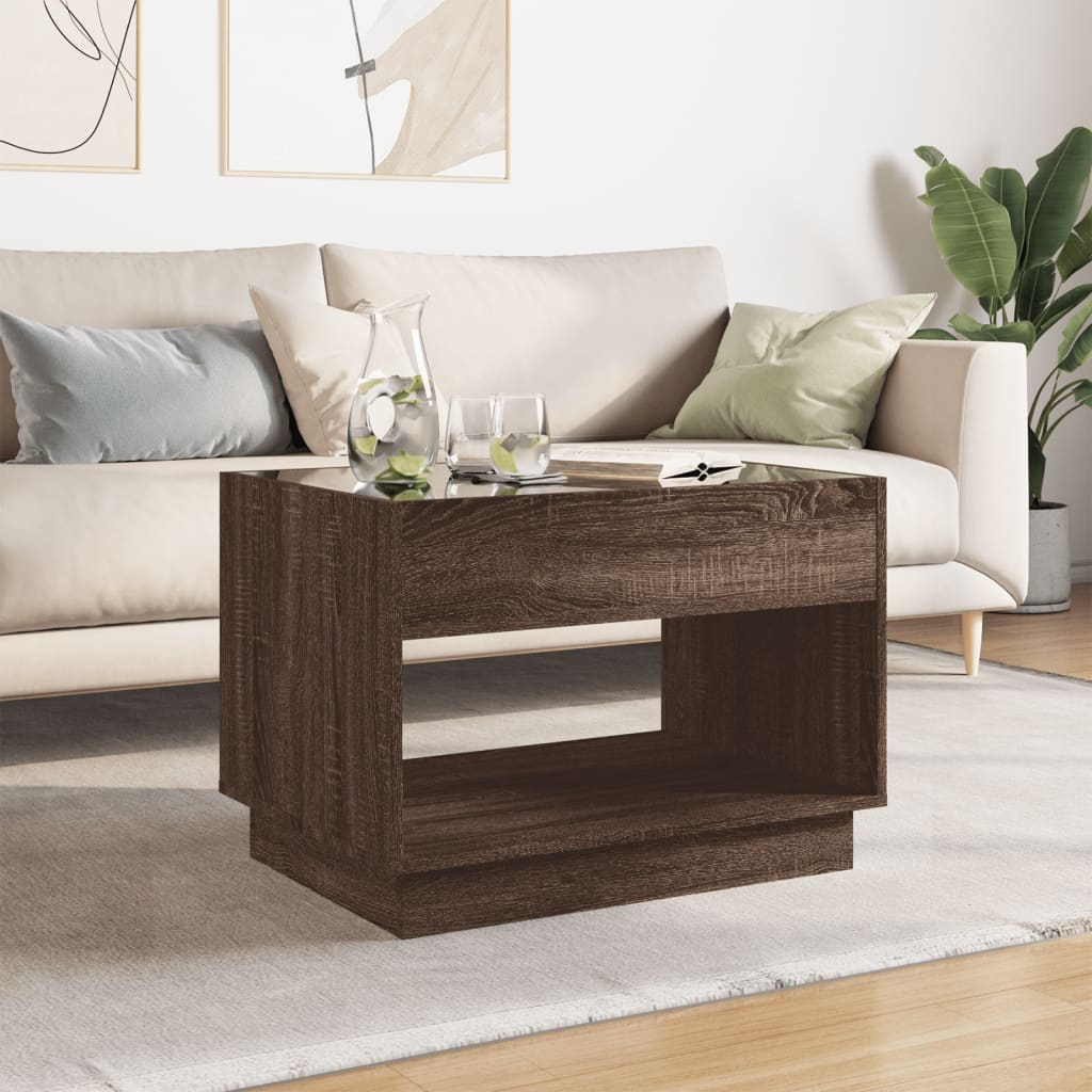 Salontafel met Infinity LED 70x50x50 cm bruin eikenkleurig is nu te koop bij PeponiXL, paradijselijk wonen!