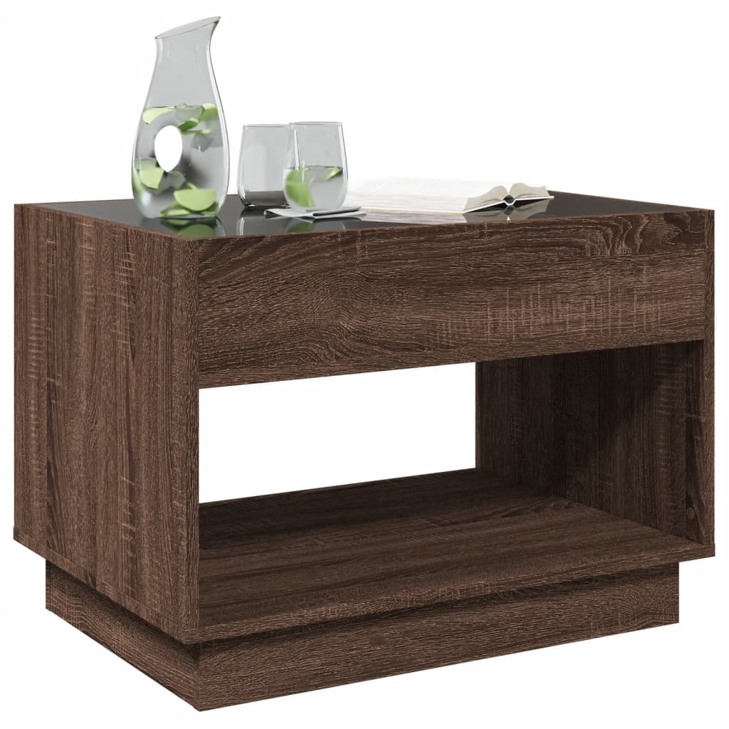 Salontafel met Infinity LED 70x50x50 cm bruin eikenkleurig is nu te koop bij PeponiXL, paradijselijk wonen!