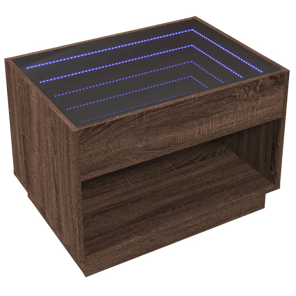 Salontafel met Infinity LED 70x50x50 cm bruin eikenkleurig is nu te koop bij PeponiXL, paradijselijk wonen!