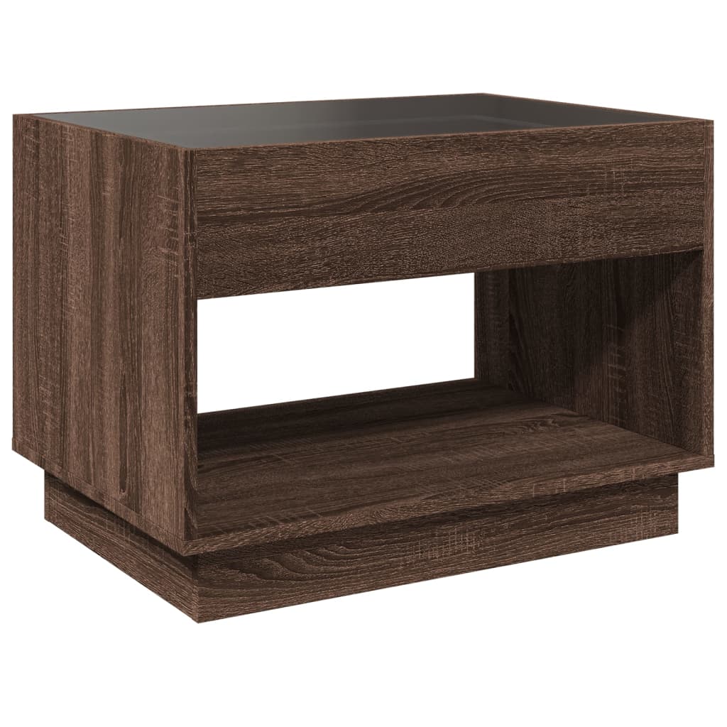 Salontafel met Infinity LED 70x50x50 cm bruin eikenkleurig is nu te koop bij PeponiXL, paradijselijk wonen!