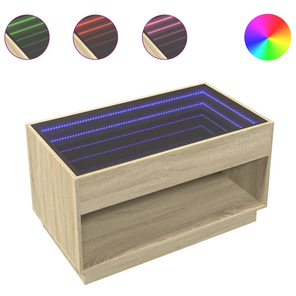 Salontafel met Infinity LED 90x50x50 cm sonoma eikenkleurig is nu te koop bij PeponiXL, paradijselijk wonen!