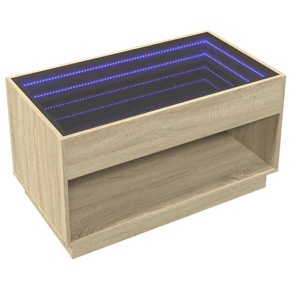 Salontafel met Infinity LED 90x50x50 cm sonoma eikenkleurig is nu te koop bij PeponiXL, paradijselijk wonen!