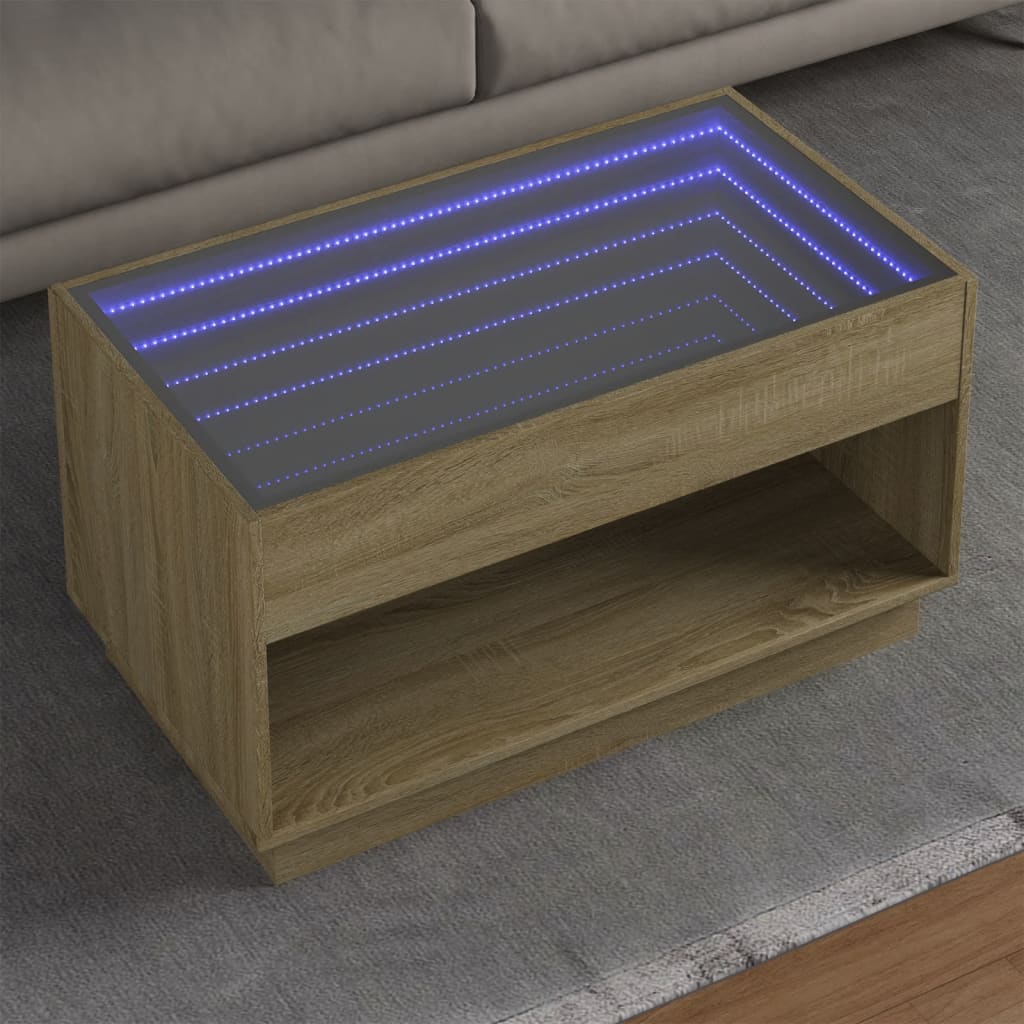 Salontafel met Infinity LED 90x50x50 cm sonoma eikenkleurig is nu te koop bij PeponiXL, paradijselijk wonen!