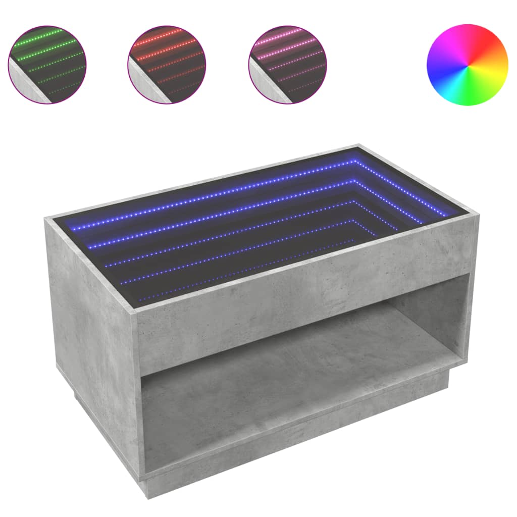 Salontafel met Infinity LED 90x50x50 cm betongrijs is nu te koop bij PeponiXL, paradijselijk wonen!