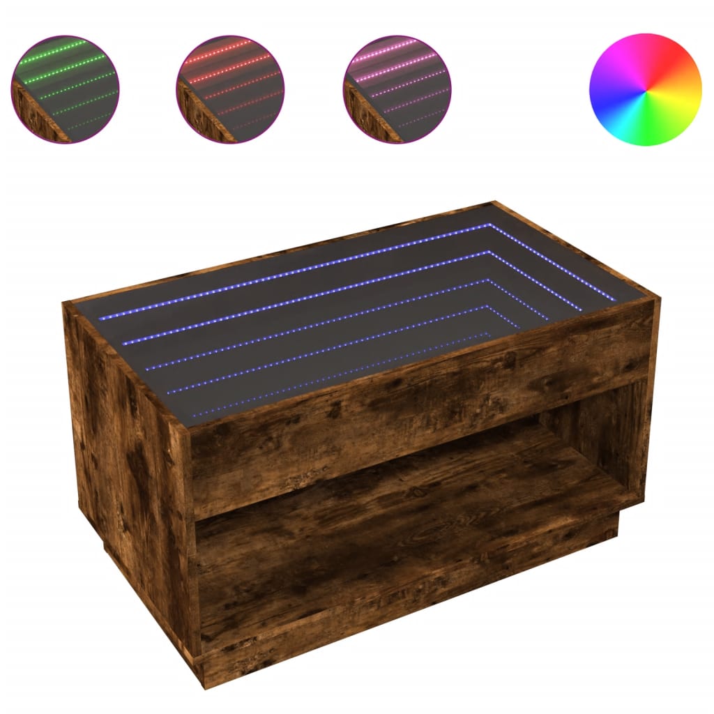 Salontafel met Infinity LED 90x50x50 cm gerookt eikenkleurig is nu te koop bij PeponiXL, paradijselijk wonen!