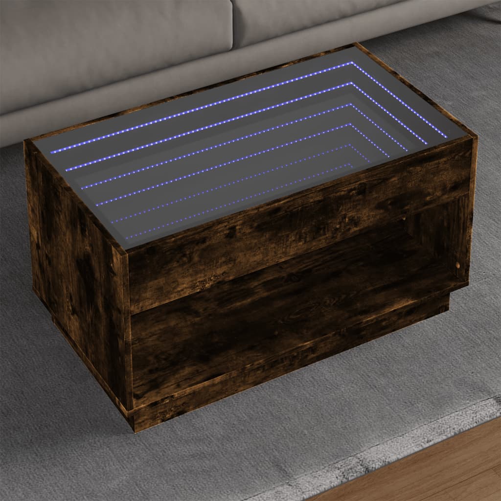 Salontafel met Infinity LED 90x50x50 cm gerookt eikenkleurig is nu te koop bij PeponiXL, paradijselijk wonen!
