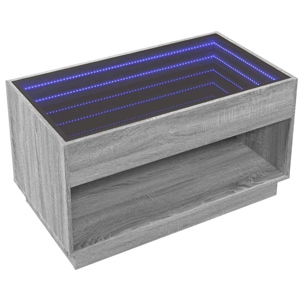 Salontafel met Infinity LED 90x50x50 cm grijs sonoma eikenkleur is nu te koop bij PeponiXL, paradijselijk wonen!