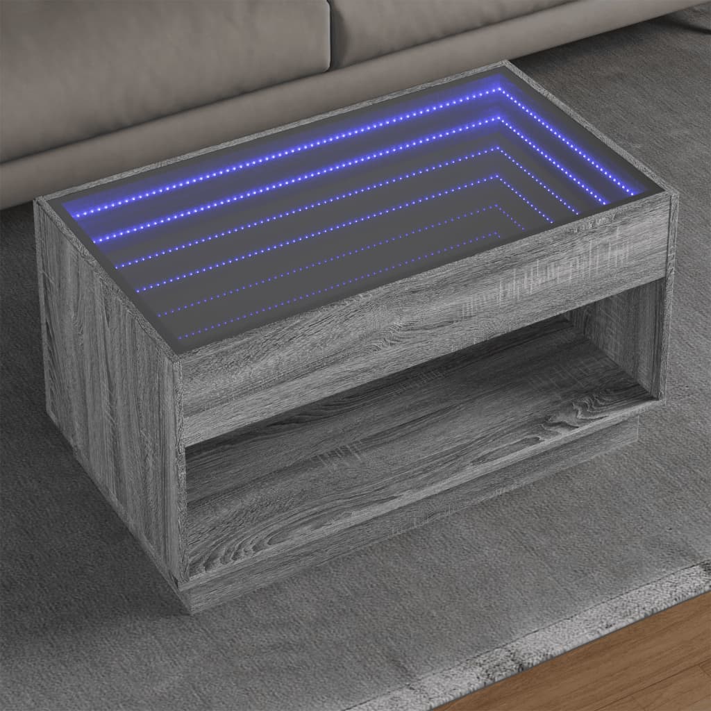 Salontafel met Infinity LED 90x50x50 cm grijs sonoma eikenkleur is nu te koop bij PeponiXL, paradijselijk wonen!