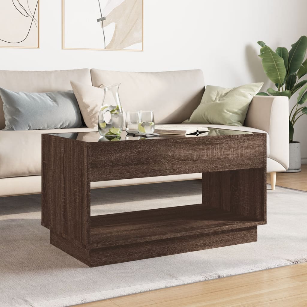 Salontafel met Infinity LED 90x50x50 cm bruin eikenkleurig is nu te koop bij PeponiXL, paradijselijk wonen!