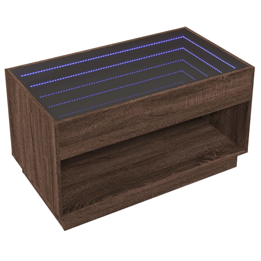 Salontafel met Infinity LED 90x50x50 cm bruin eikenkleurig is nu te koop bij PeponiXL, paradijselijk wonen!