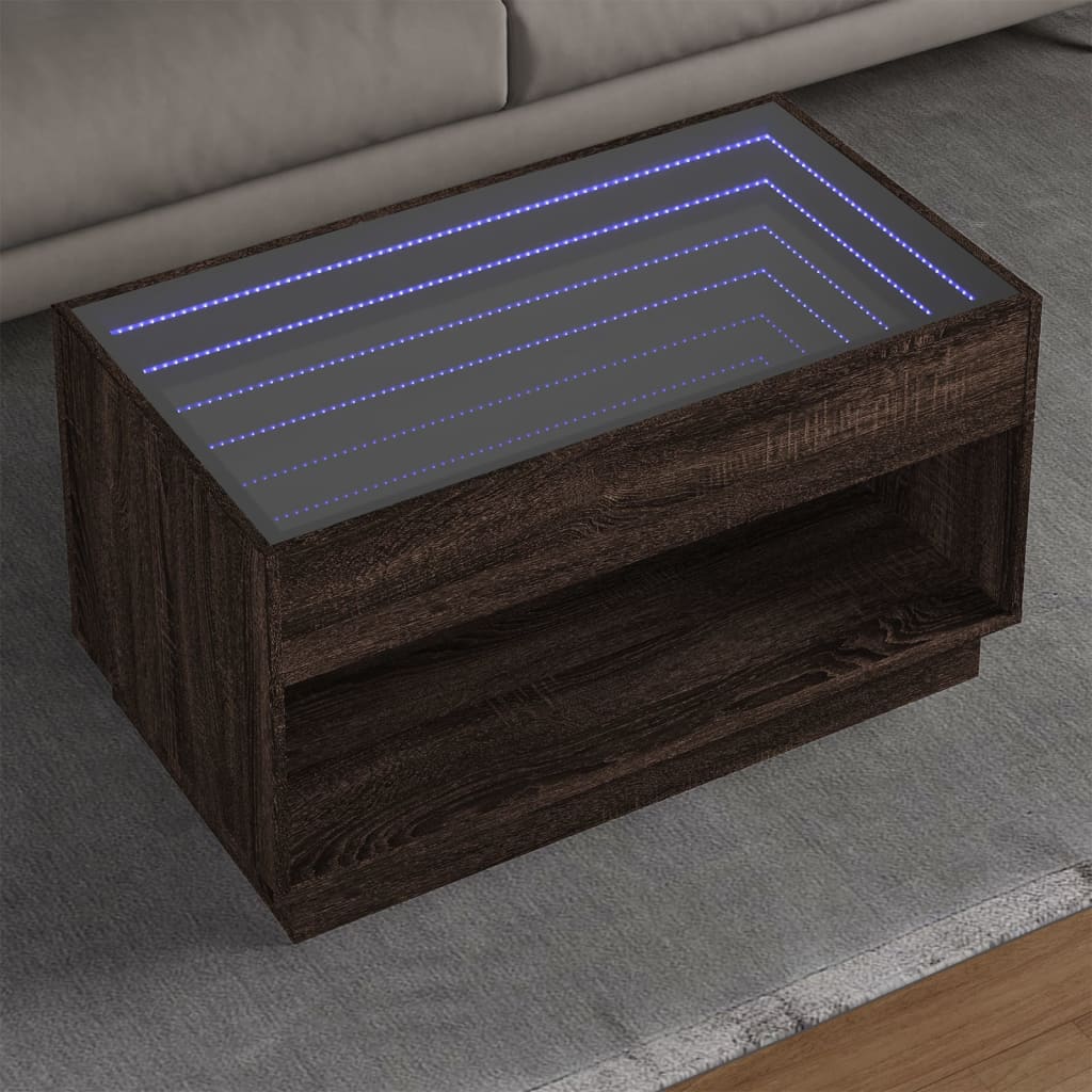 Salontafel met Infinity LED 90x50x50 cm bruin eikenkleurig is nu te koop bij PeponiXL, paradijselijk wonen!