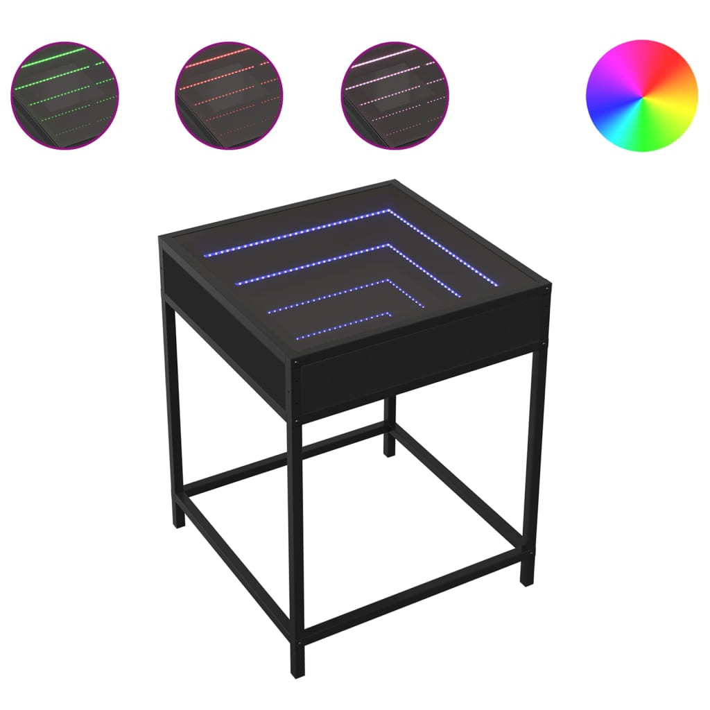Salontafel met Infinity LED 40x40x51 cm zwart is nu te koop bij PeponiXL, paradijselijk wonen!