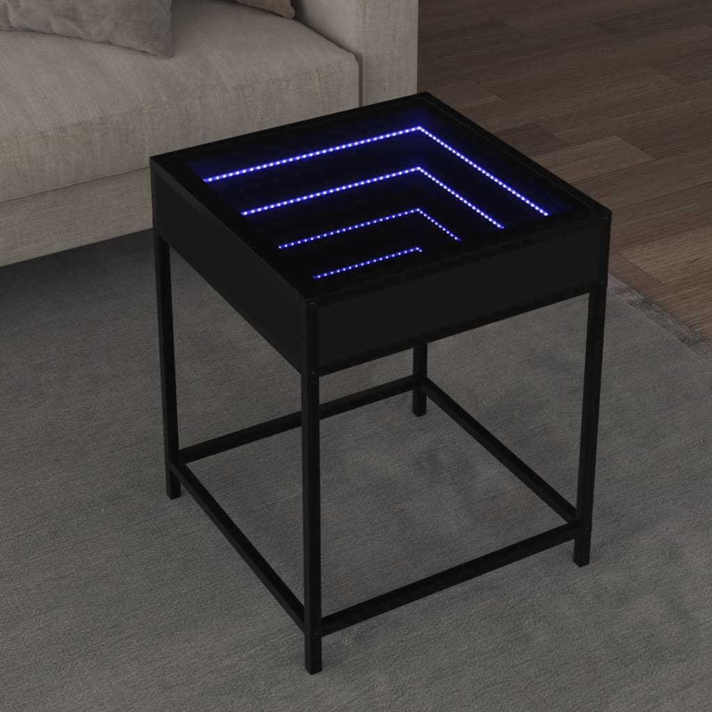 Salontafel met Infinity LED 40x40x51 cm zwart is nu te koop bij PeponiXL, paradijselijk wonen!