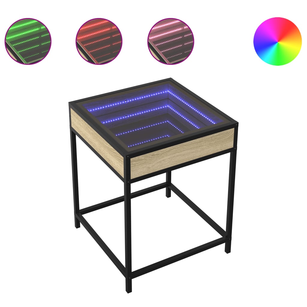 Salontafel met Infinity LED 40x40x51 cm sonoma eikenkleurig is nu te koop bij PeponiXL, paradijselijk wonen!