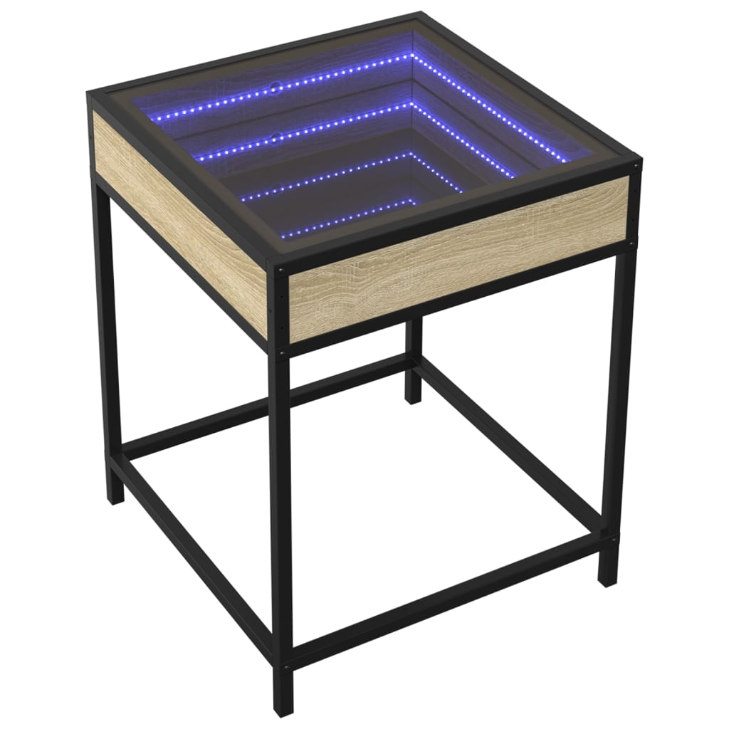 Salontafel met Infinity LED 40x40x51 cm sonoma eikenkleurig is nu te koop bij PeponiXL, paradijselijk wonen!