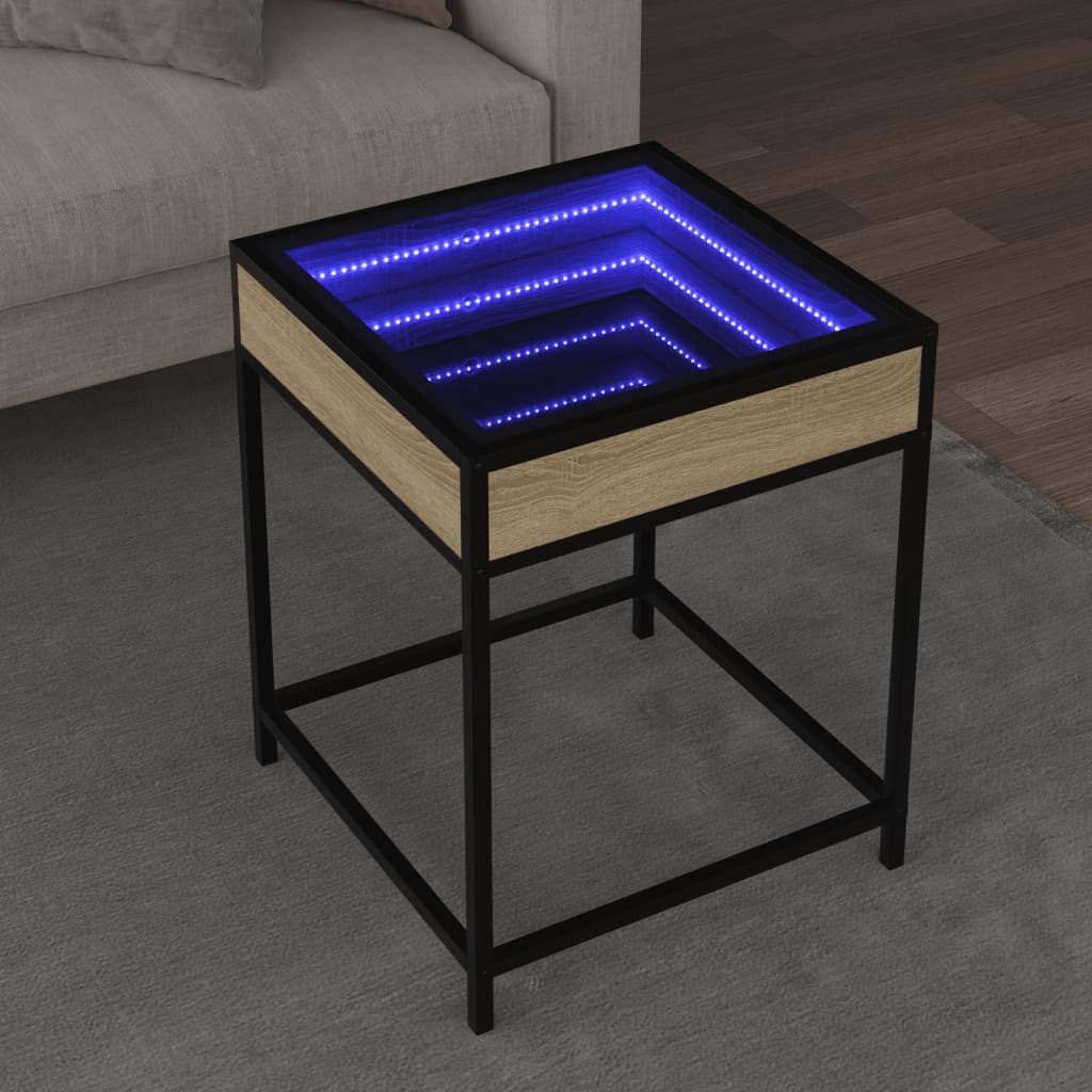 Salontafel met Infinity LED 40x40x51 cm sonoma eikenkleurig is nu te koop bij PeponiXL, paradijselijk wonen!