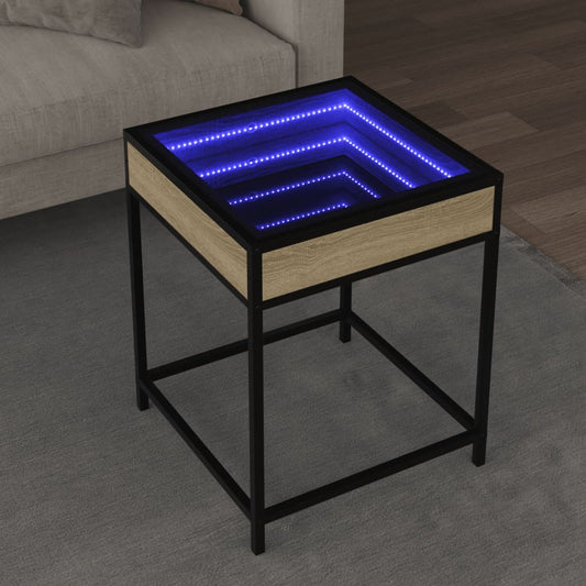 Salontafel met Infinity LED 40x40x51 cm sonoma eikenkleurig is nu te koop bij PeponiXL, paradijselijk wonen!