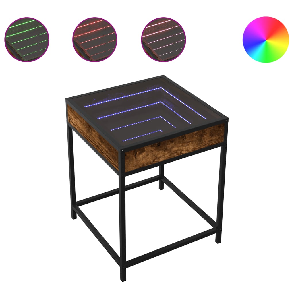 Salontafel met Infinity LED 40x40x51 cm gerookt eikenkleurig is nu te koop bij PeponiXL, paradijselijk wonen!