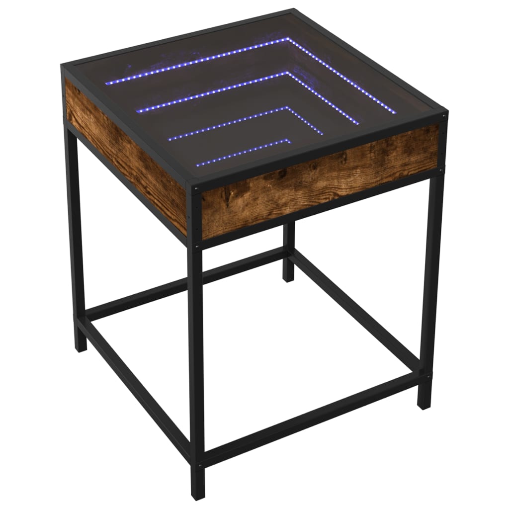 Salontafel met Infinity LED 40x40x51 cm gerookt eikenkleurig is nu te koop bij PeponiXL, paradijselijk wonen!