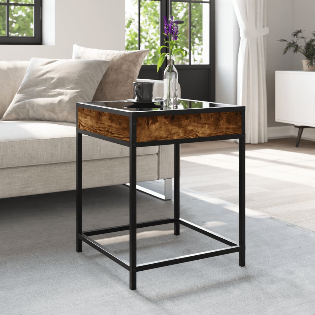 Salontafel met Infinity LED 40x40x51 cm gerookt eikenkleurig is nu te koop bij PeponiXL, paradijselijk wonen!