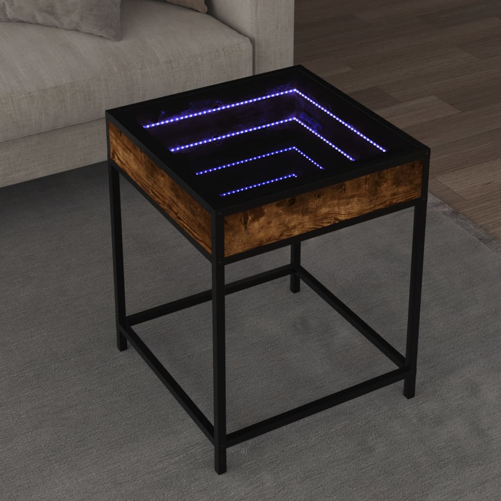 Salontafel met Infinity LED 40x40x51 cm gerookt eikenkleurig is nu te koop bij PeponiXL, paradijselijk wonen!